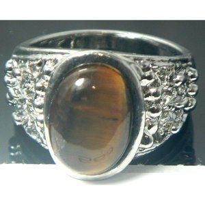 Tiger Eye Gemstone-Energy Jewelry-Ring-Size 10.5  Facilitate-Love,  560